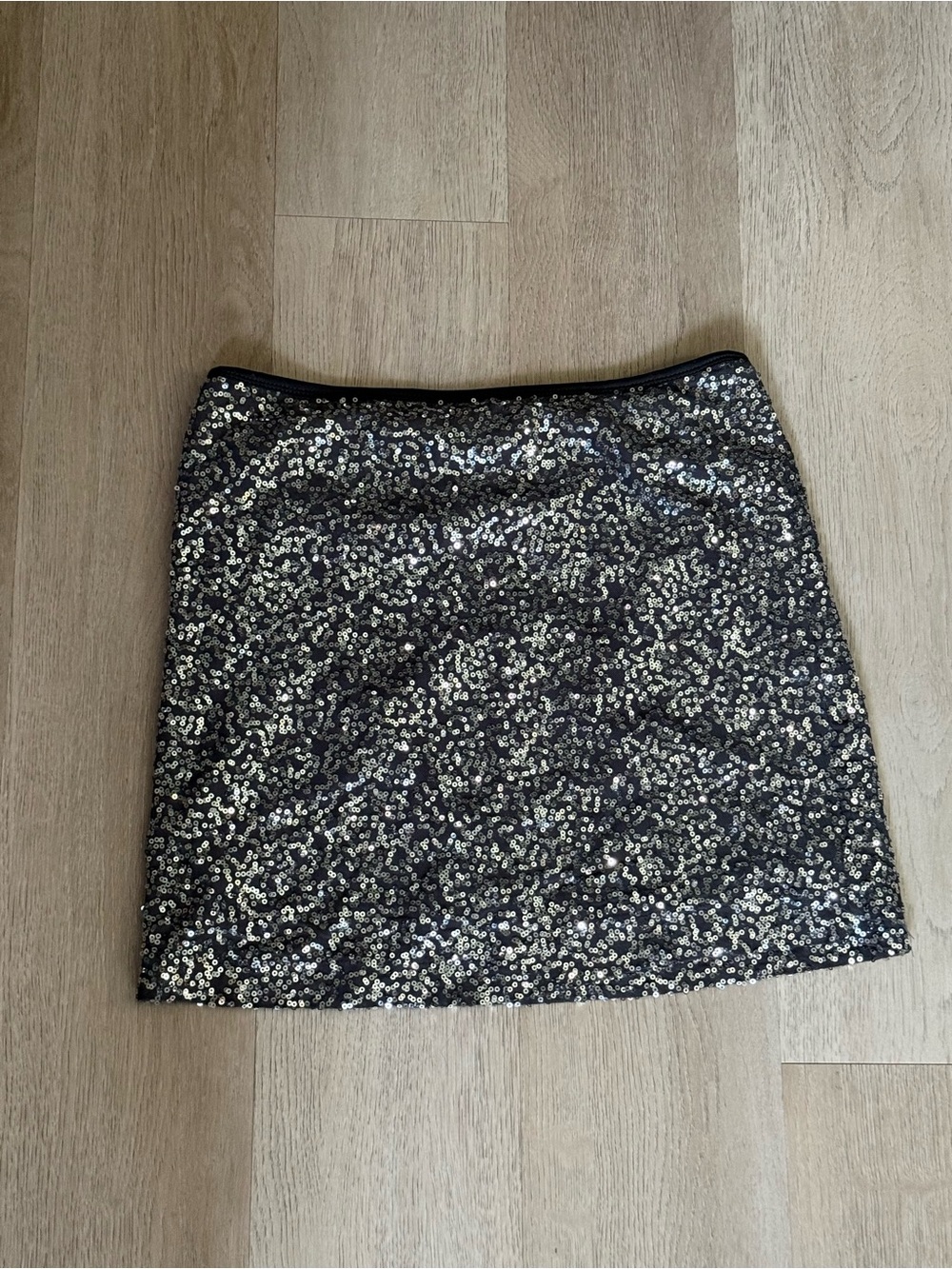 Wet Seal Black Sequin Mini Skirt with Silver Sparkle